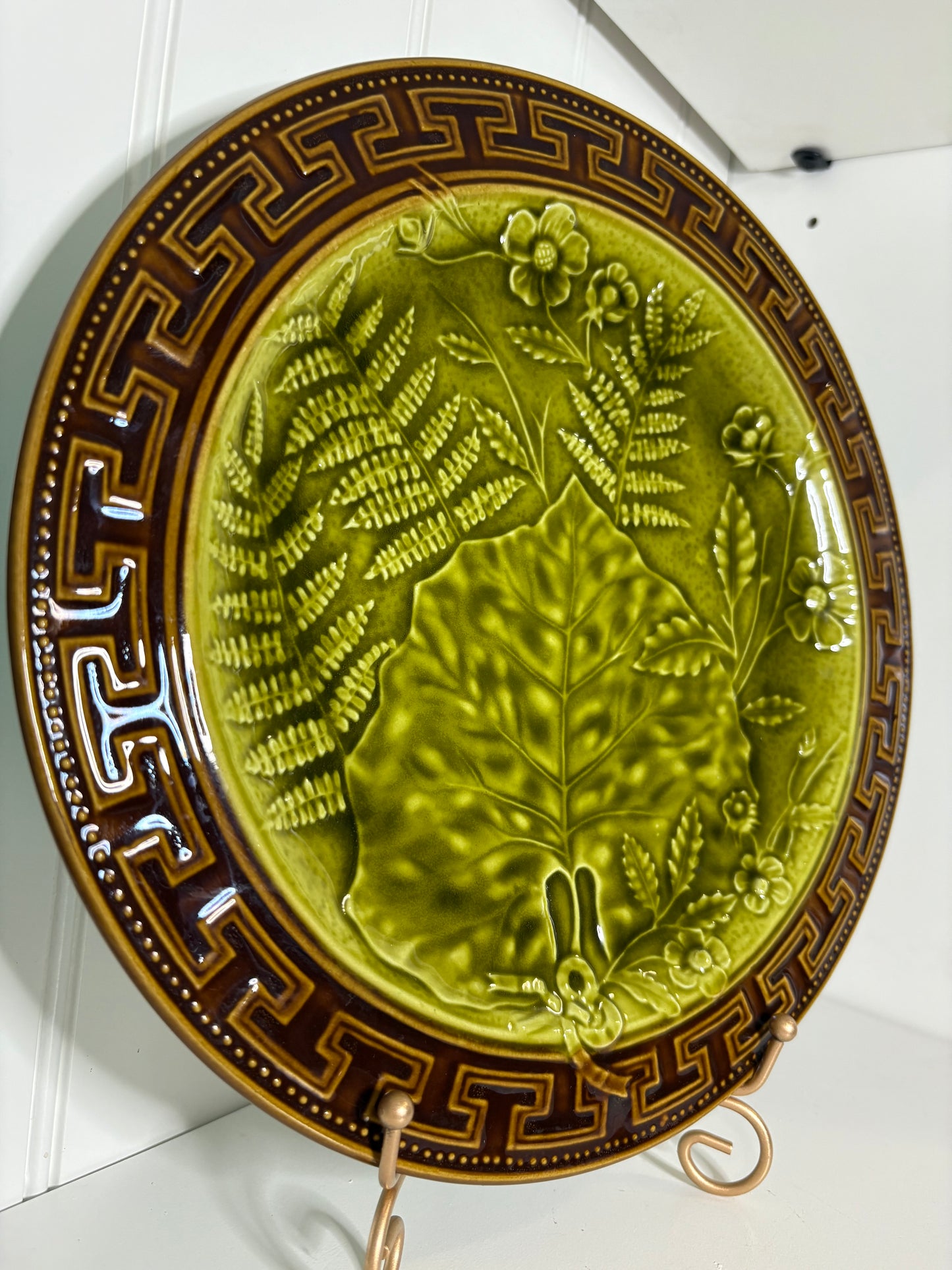 Vintage Majolica Leaf and FlowerPlates