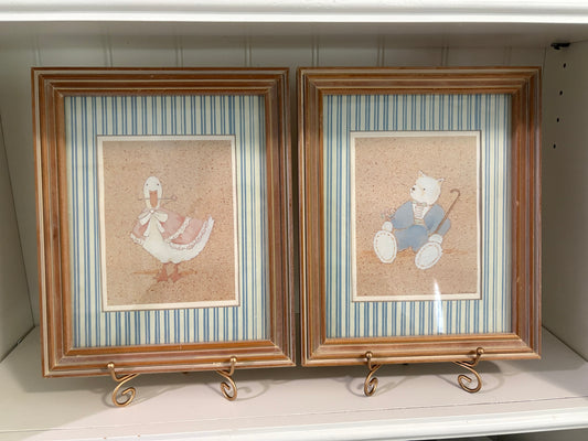 Vintage Duck and Bear Stripe Prints